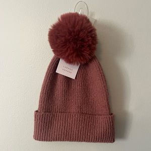 Lauren Conrad Winter Pompom Hat in color Withered Rose